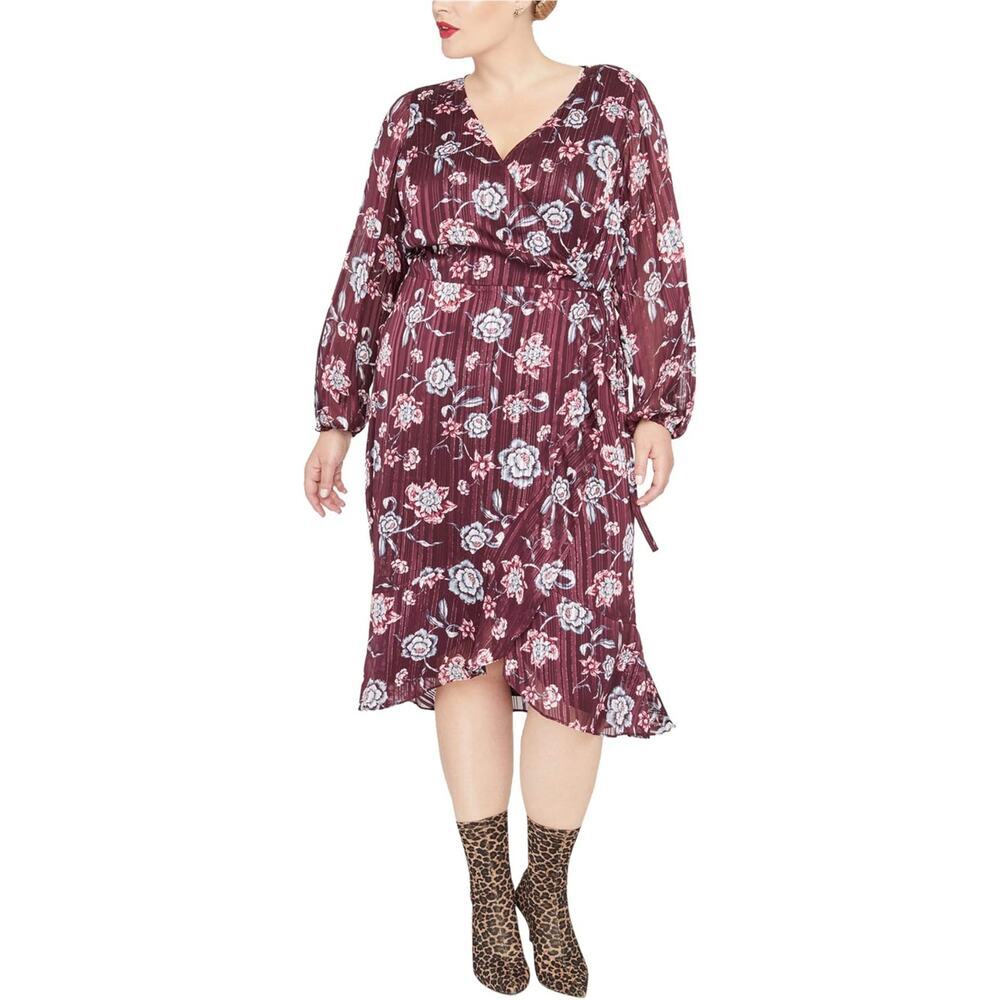 Rachel Roy Women's Royal Orchid Combo Caron Floral Wrap Dress Size 20W NWT